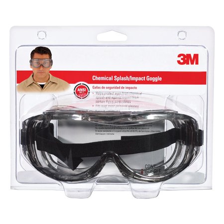 3M Chemical Splash Goggles Clear Lens Black Frame 1 Pc