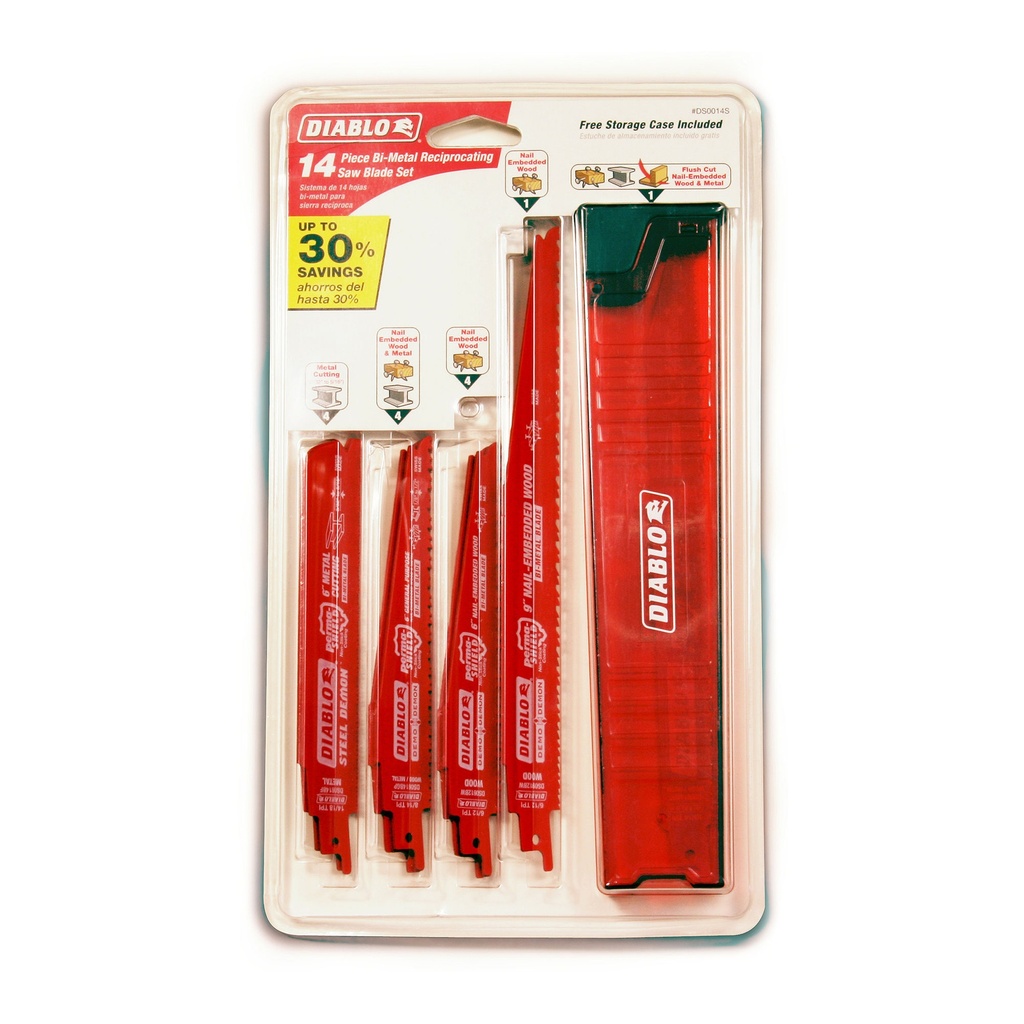 Diablo 6 and 9 in. Bi-Metal Reciprocating Saw Blade Set Multi TPI 14 Pc
