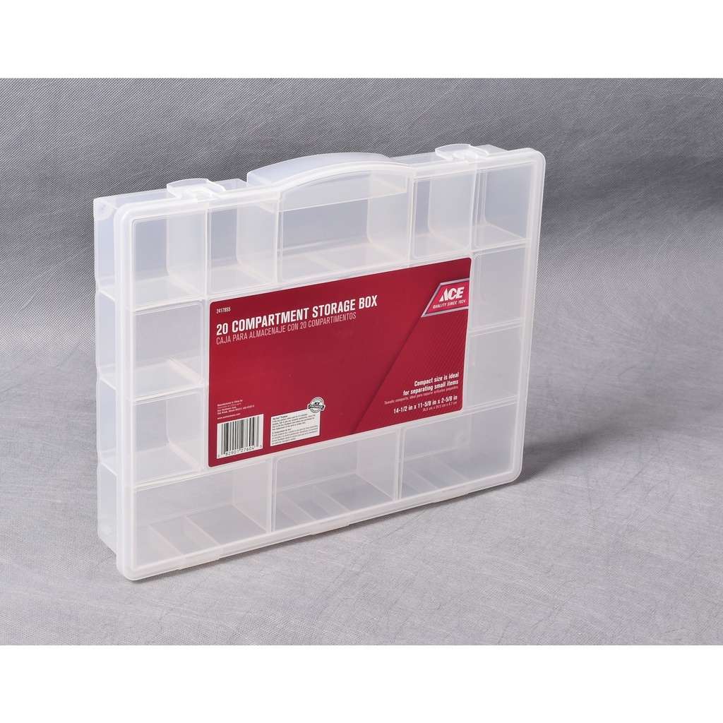 Ace 14-1/2 in. W X 2-11/16 in. H Storage Box Plastic 20 Compartments Clear