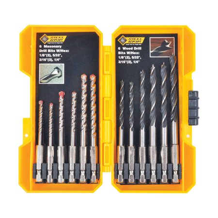 Steel Grip Carbon Steel Drill Bit Set 12 Pc