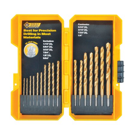 Steel Grip Titanium Drill Bit Set Straight Shank 17 Pc