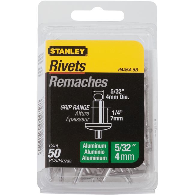 Stanley 5/32 in. D X 1/4 in. Aluminum Blind Rivets Silver 50 Pk