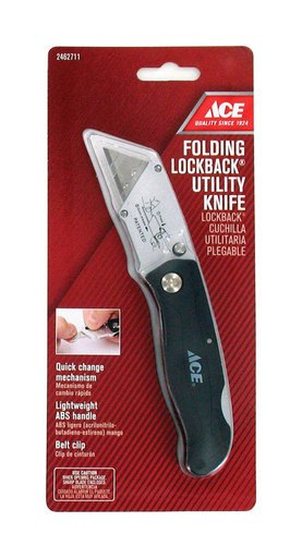 Ace 6-1/2 in. Lockback Utility Knife Black 1 Pk
