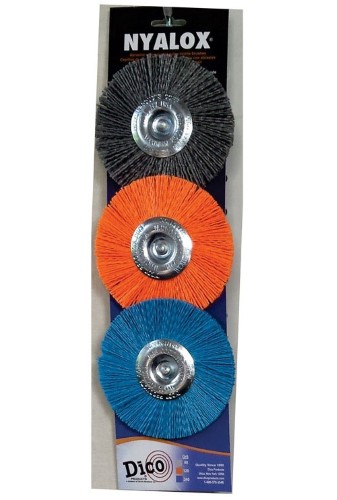 Dico NYALOX 4 in. Dia. X 1/4 in. Aluminum Oxide Mandrel Mounted Mandrel Mounted Wheel Brush Assorted Grit