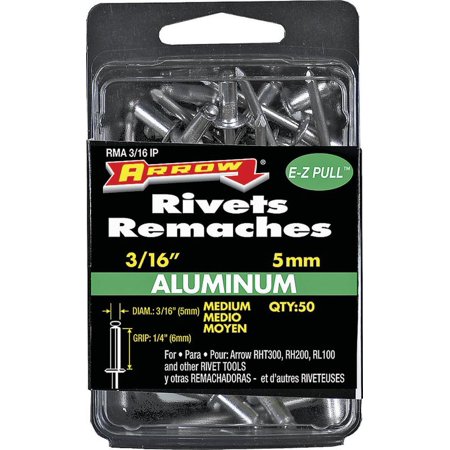 Arrow 3/16 in. D X 1/4 in. Aluminum Medium Rivets Silver 50 Pk