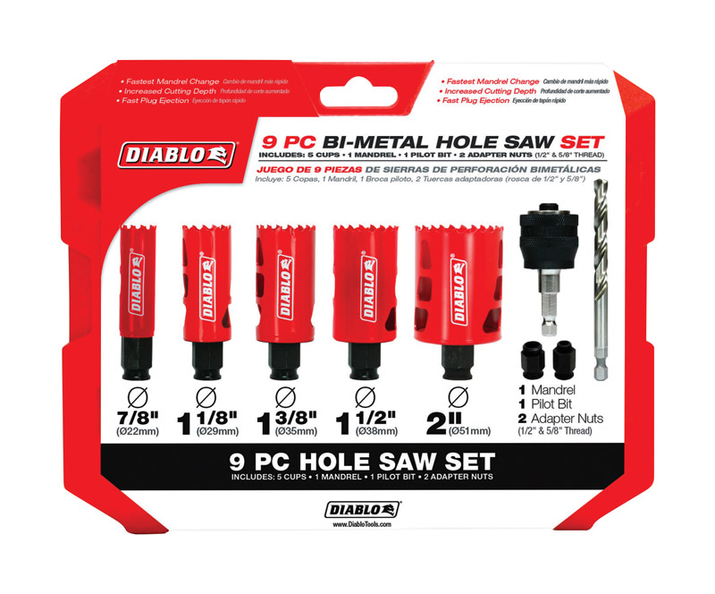 Freud DIABLO Bi-Metal Hole Saw Set (9-Piece)