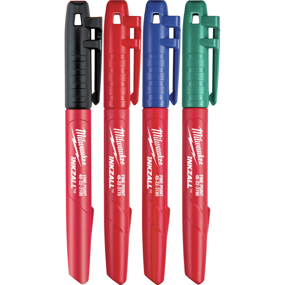Milwaukee INKZALL Assorted Fine Tip Jobsite Marker 4 Pk