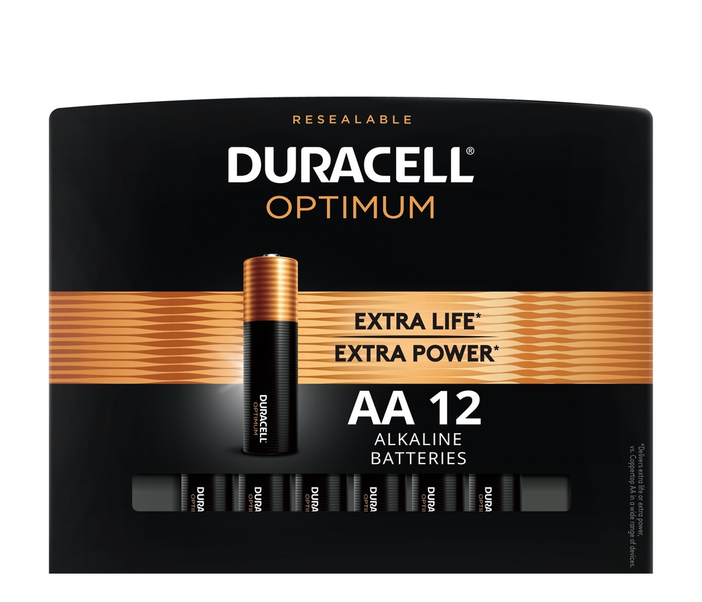 [3000277] Duracell Optimum Alkaline Batteries, 1.5V AA, 12 Ct
