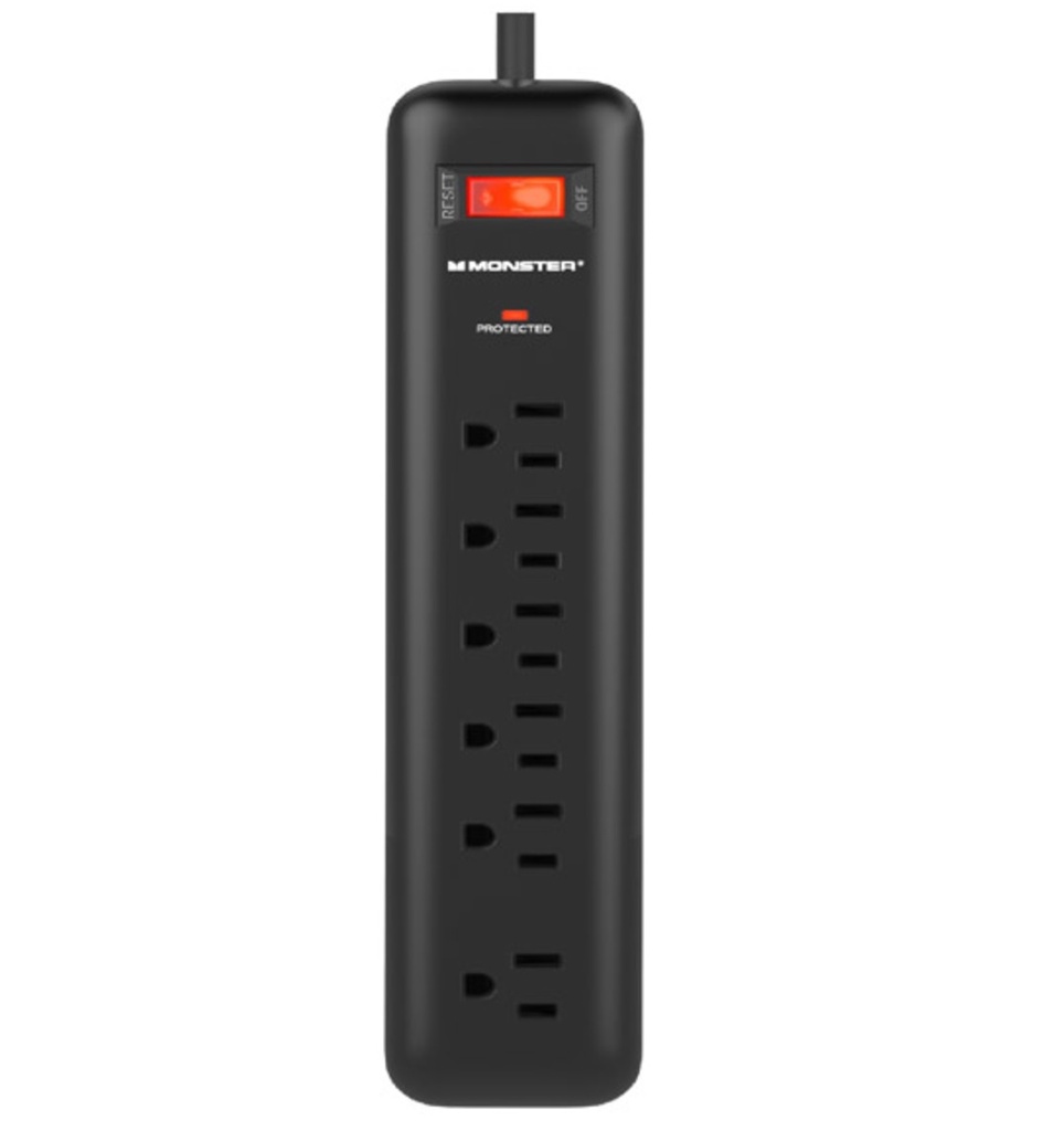 Monster Just Power It up 4 Ft. L 6 Outlets Surge Protector Black 1080 J