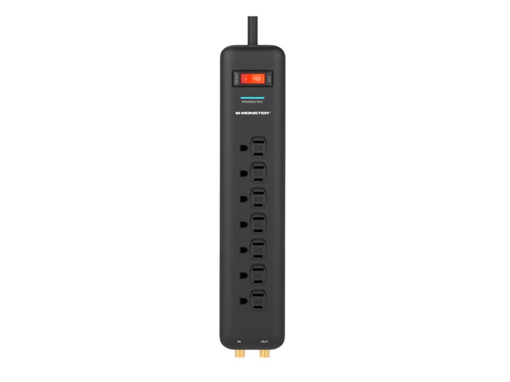 Monster Just Power It up 6 Ft. L 7 Outlets Surge Protector Black 1080 J