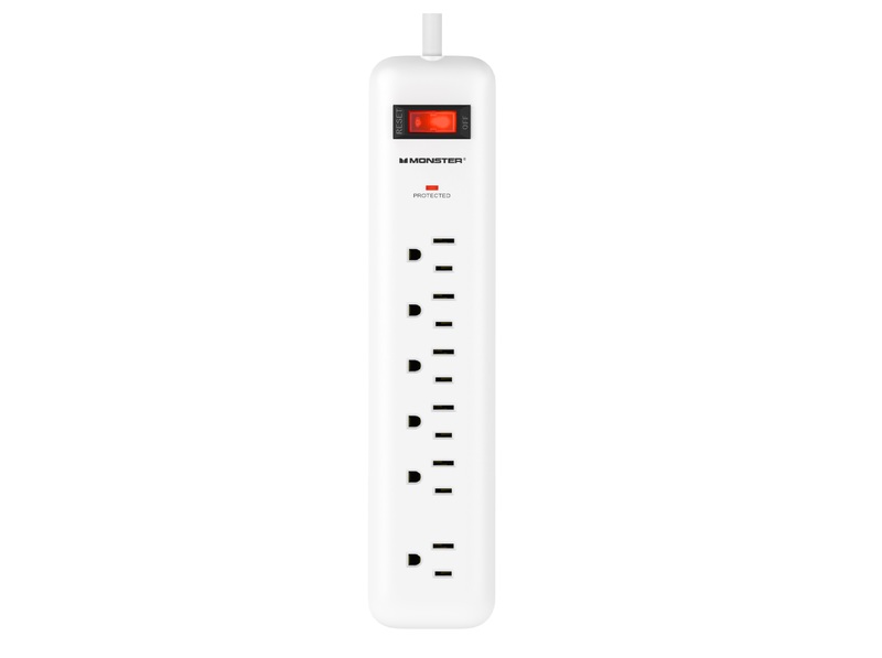 [3001105] Monster Just Power It up 15 Ft. L 6 Outlets Surge Protector White 1080 J