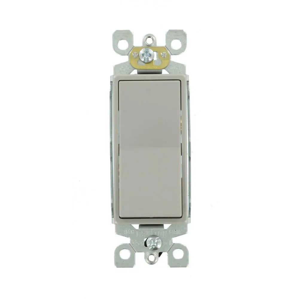 Leviton Decora 15 Amps Three Pole Rocker AC Quiet Switch Gray 1 Pk
