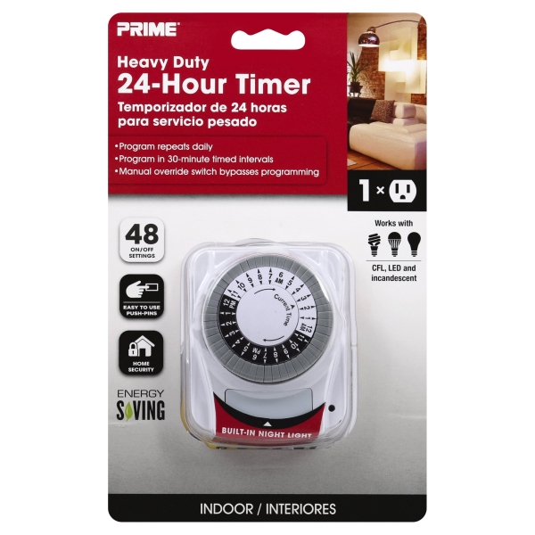 Prime Indoor Mechanical Timer 125 V White
