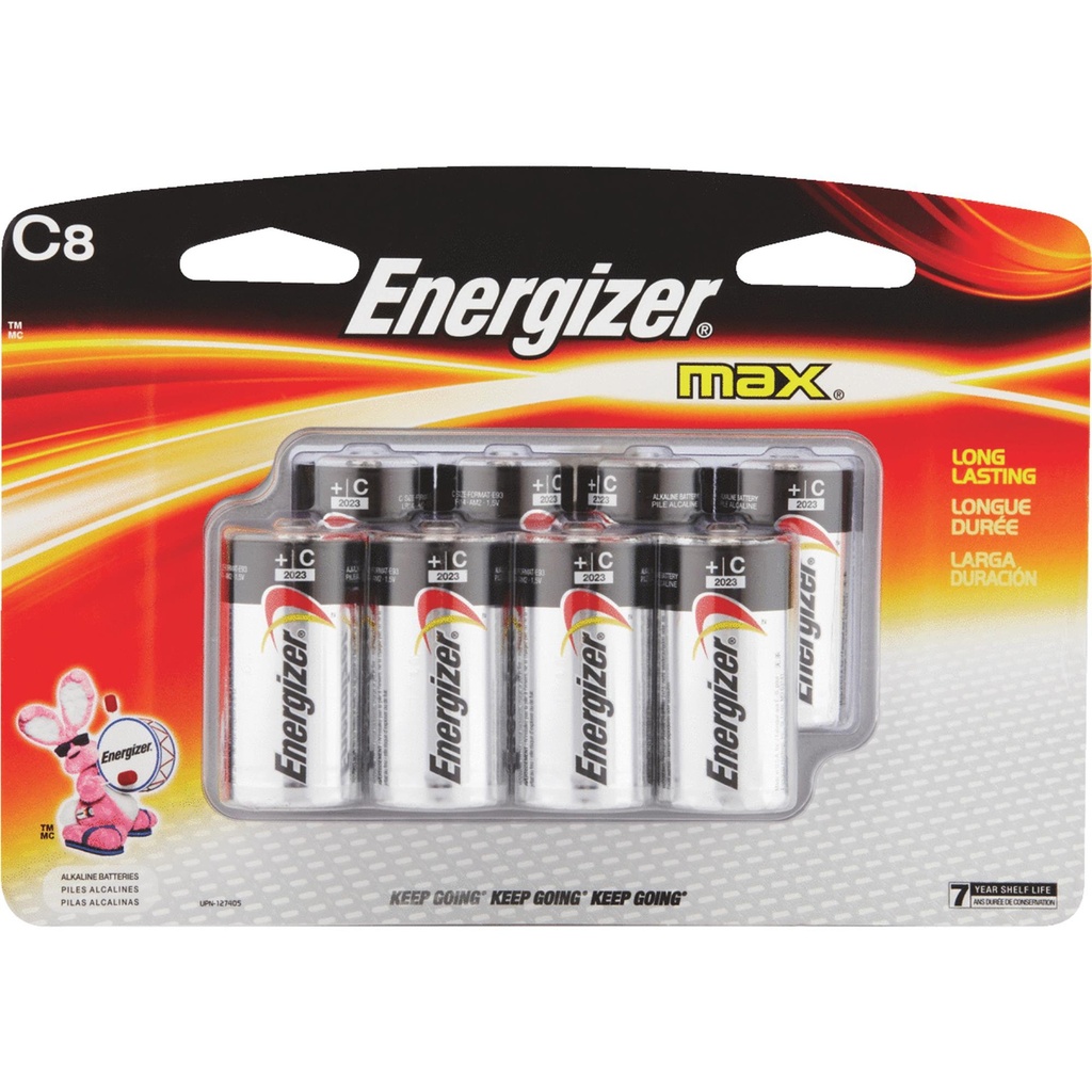 Energizer MAX C Batteries 8pk - Alkaline Battery: 8350mAh, 1.5V, Single-Use