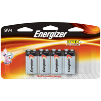 [3005212] Energizer Max 9V Batteries - 4pk Alkaline Battery: Silver, Single-Use, 595mAh