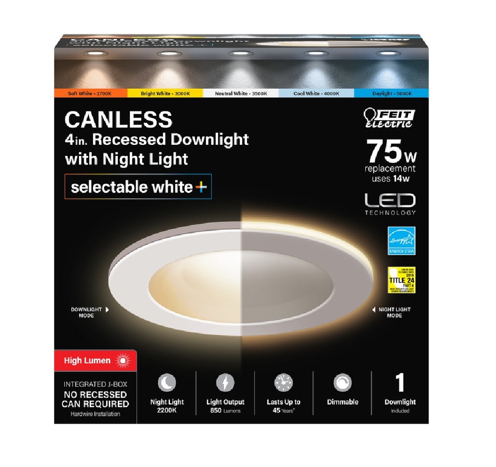 [3009814] Feit LED Retrofits White 5 in. W Aluminum LED Canless Recessed Downlight 10.3 W