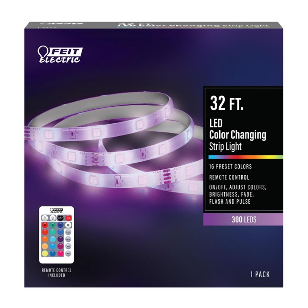 Feit LED 32 Ft. L Color Changing Plug-in LED Tape Light 1 Pk