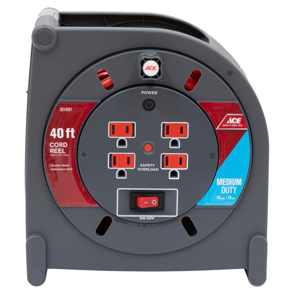 Ace 40 Ft. L Plastic Cord Reel
