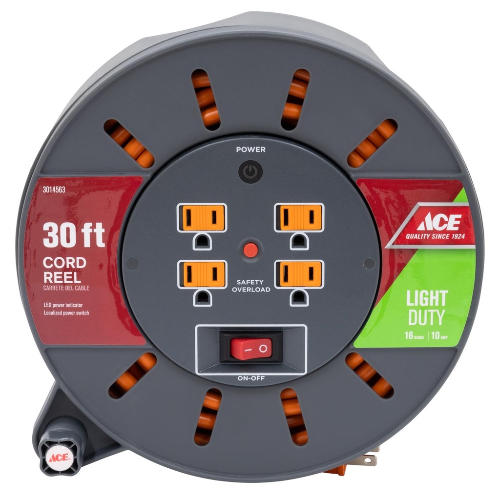 Ace 30 Ft. L Plastic Cord Reel