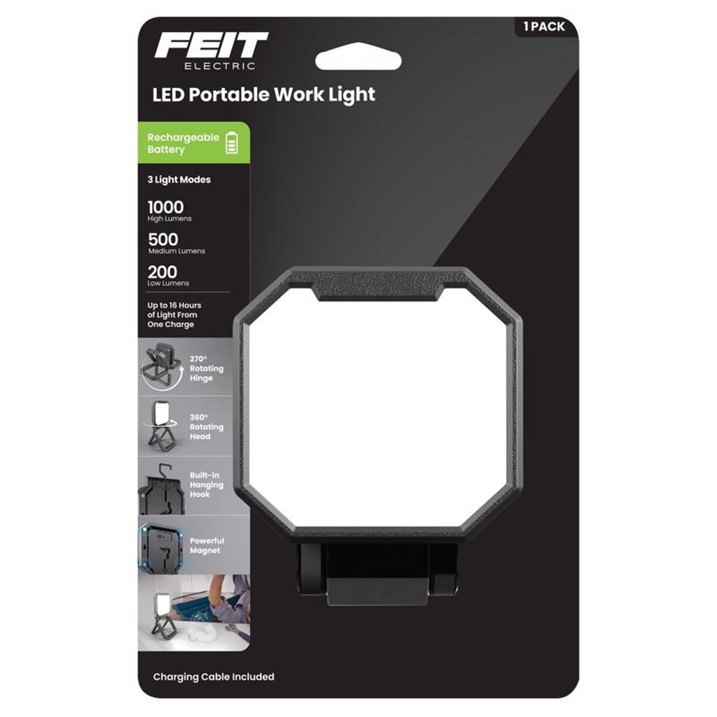 Feit 1000 Lm LED Rechargeable Stand (H or Scissor) Folding Worklight