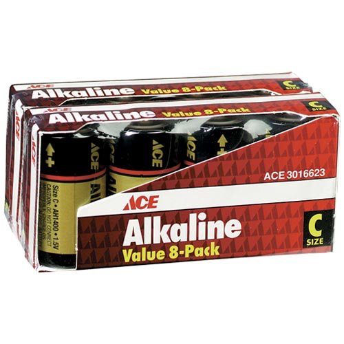 Ace C Alkaline Batteries 8 Pk Clamshell