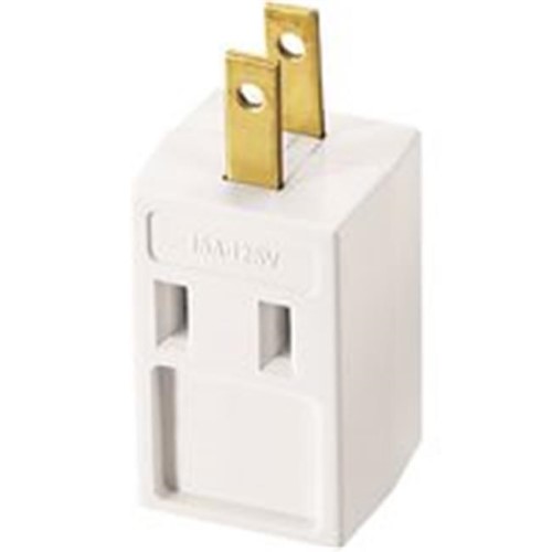 [30861] Cooper Wiring 400W-BOX Non-Grounding Outlet Cube Tap 125 VAC 15 a 3 Outlet White