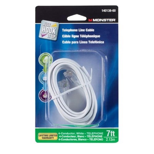 Just Hook It up 7 Ft. L White Modular Telephone Line Cable