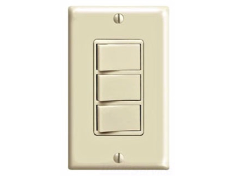15 Amp Commercial Grade Combination Three Single Pole Rocker Switches, Ivory 1755-I