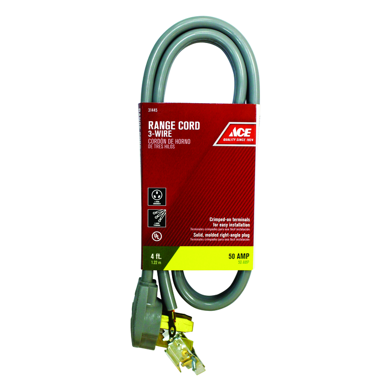 Ace 6/2, 8/1 SRDT 4 Ft. L Range Cord 3 Wire