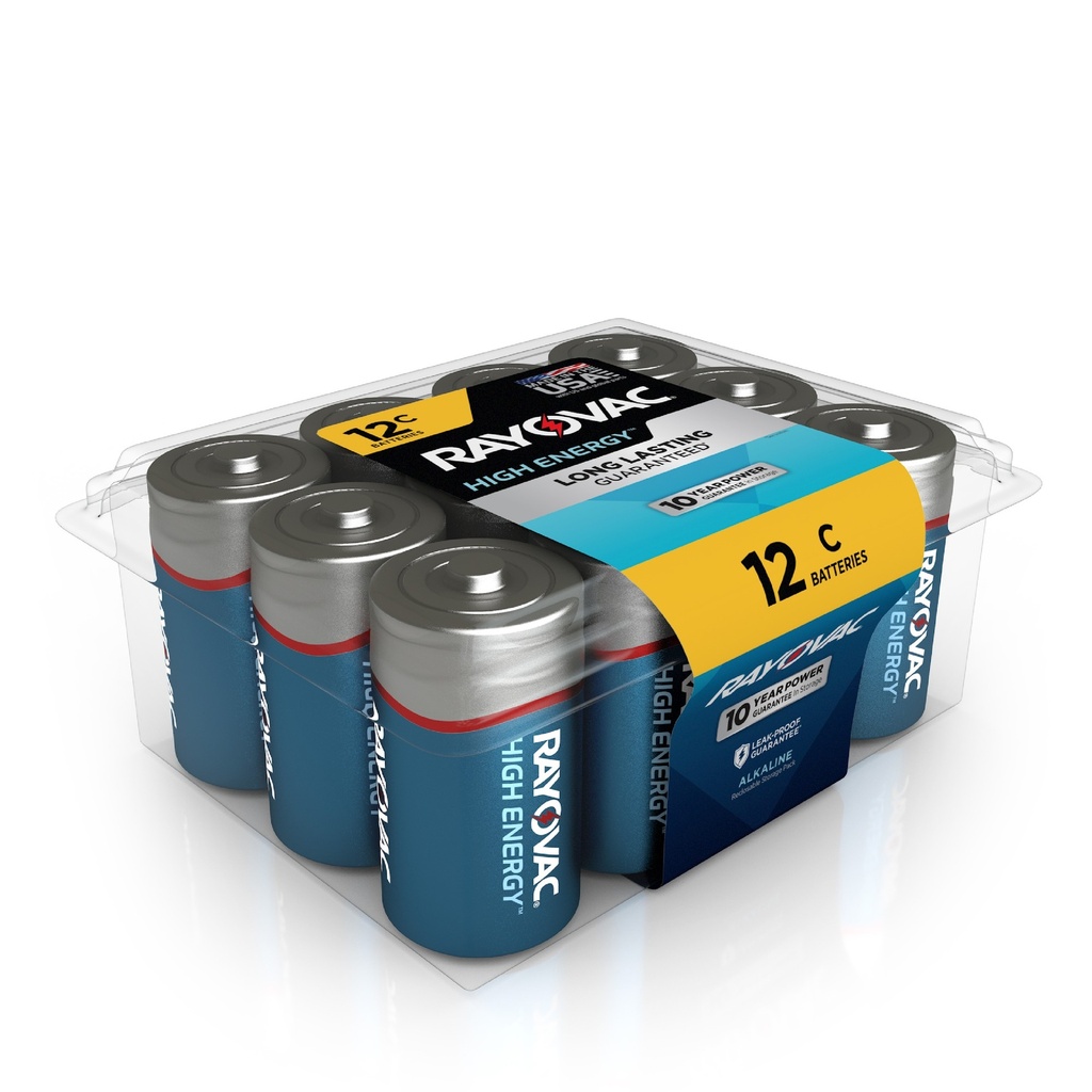 Rayovac High Energy C Alkaline Batteries 12 Pk Clamshell