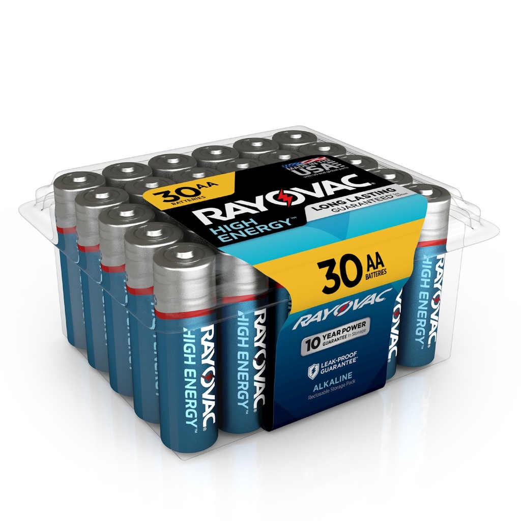 Rayovac High Energy AA Batteries 30pk - Alkaline Battery: Household Use, 1.5V, Non-Rechargeable