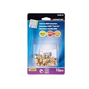 [3162948] Monster Just Hook It up Twist-on RG59 Coaxial Connector 10 Pk