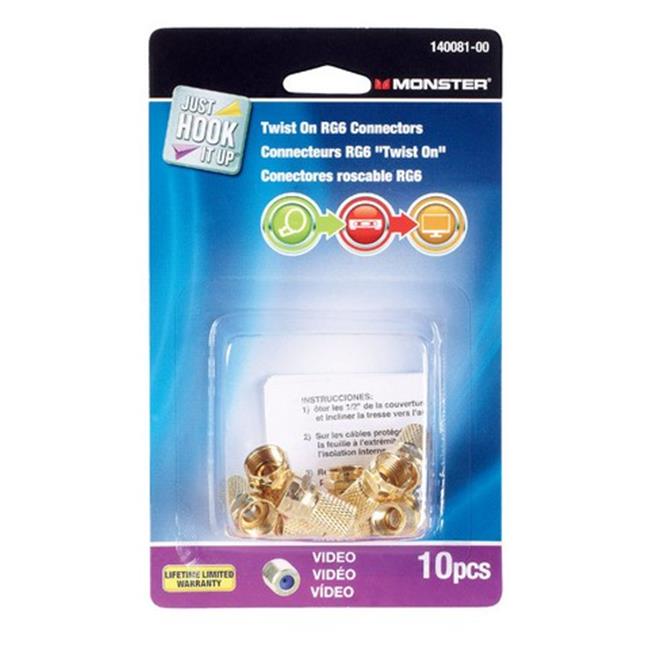 [3162963] Monster Just Hook It up Twist-on RG6 Coaxial Connector 10 Pk
