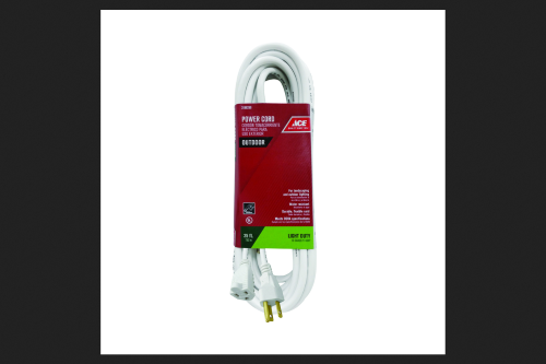 Ace Indoor or Outdoor 25 Ft. L White Extension Cord 16/3 SJTWA