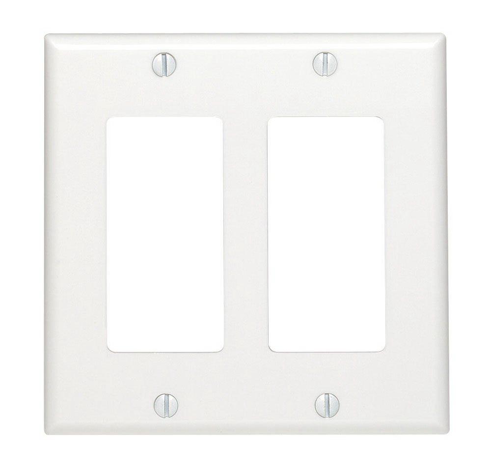Leviton Decora White 2 Gang Thermoset Plastic GFCI/Rocker Wall Plate 1 Pack