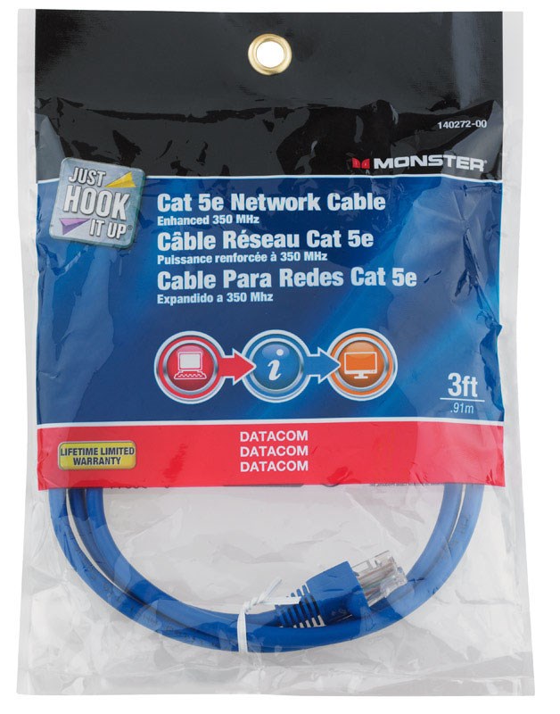 CABLE CAT-5E 3' BLUE