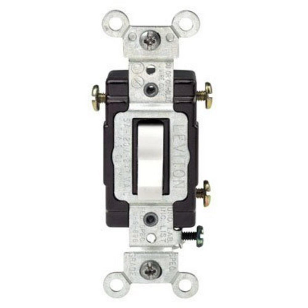 Leviton 15 Amps 3-Way Toggle AC Quiet Switch White 1 Pk