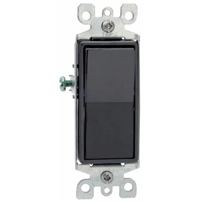 Leviton Decora 15 Amps Single Pole Rocker AC Quiet Switch Black 1 Pk