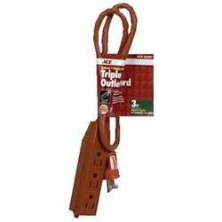 [32202] Ace Indoor 3 Ft. L Orange Triple Outlet Cord 14/3 SJT