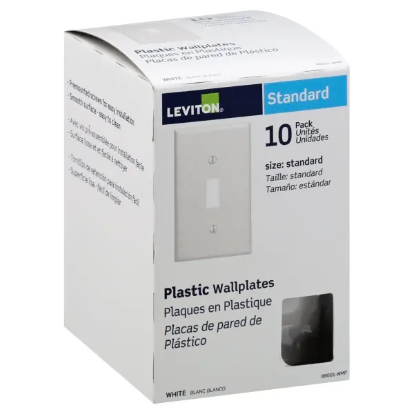 Leviton White 1 Gang Thermoset Plastic Toggle Wall Plate 10 Pc