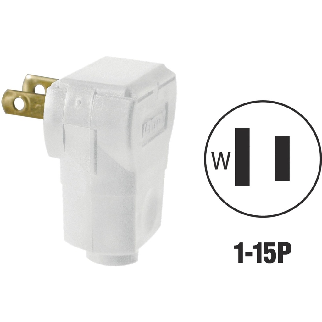 Leviton Commercial and Residential Plastic Straight Blade Plug 1-15P 20-16 AWG 2 Pole 2 Wire