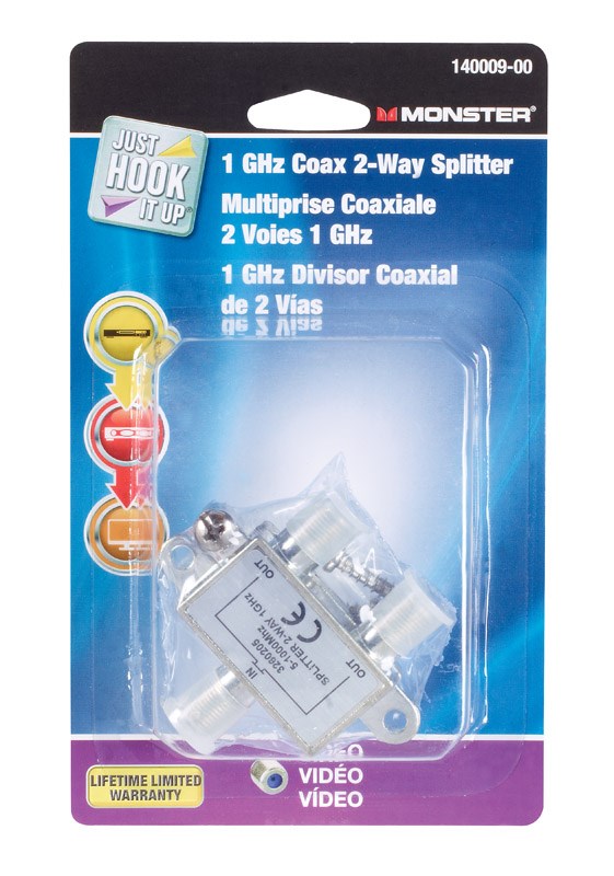 Monster Just Hook It up 2 Way Splitter 75 Ohm 1000 MHz 1 Pk