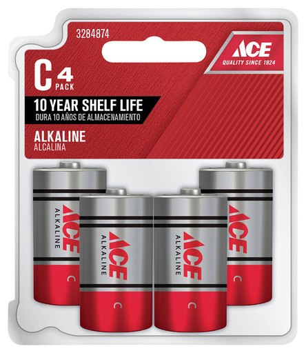 Ace C Alkaline Batteries 4 Pk Carded