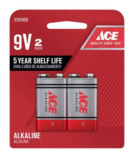Ace 9-Volt Alkaline Batteries 2 Pk Carded