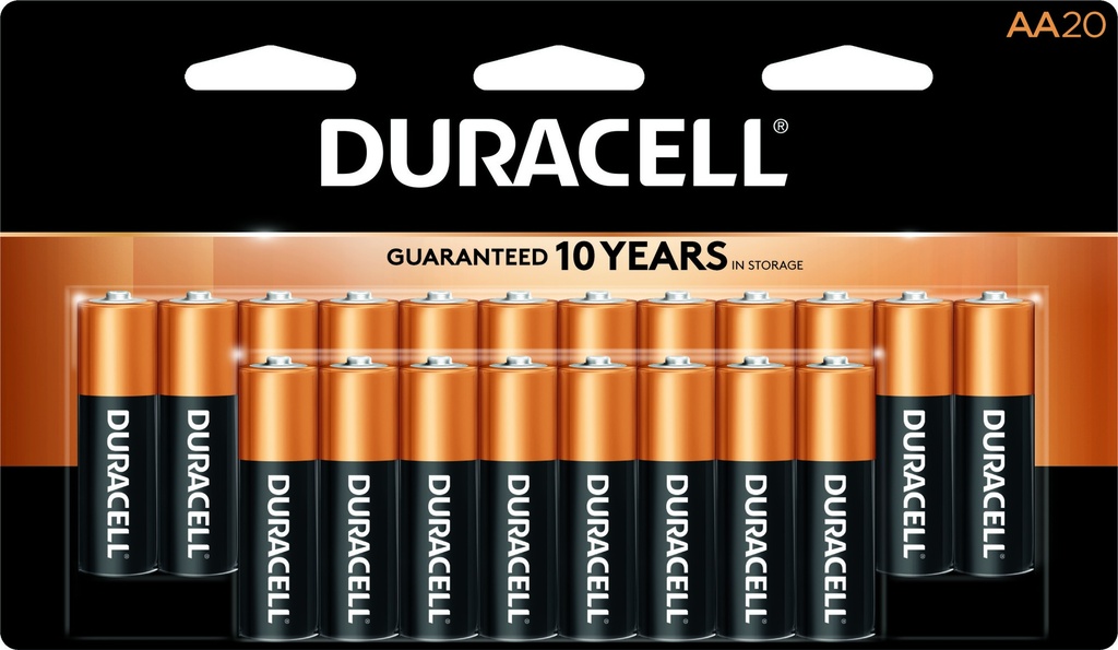 Duracell Coppertop AA Alkaline Batteries 20 Pk Carded