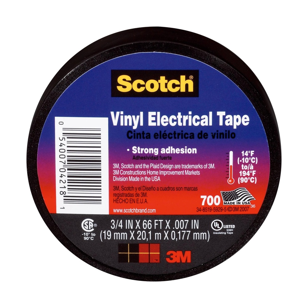 Scotch 3/4 in. W X 66 Ft. L Black Vinyl Electrical Tape