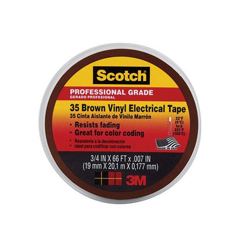 Scotch® #35 Vinyl Electrical Tape  0.75 in X 66 Ft X 7 Mil  Brown