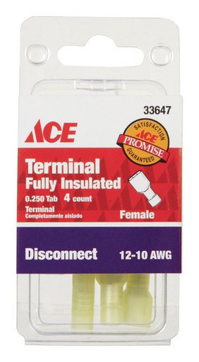 [33647] Ace Insulated Wire Female Disconnect Yellow 4 Pk