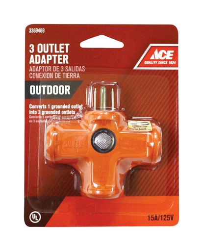 Ace Grounded 3 Outlets Adapter 1 Pk