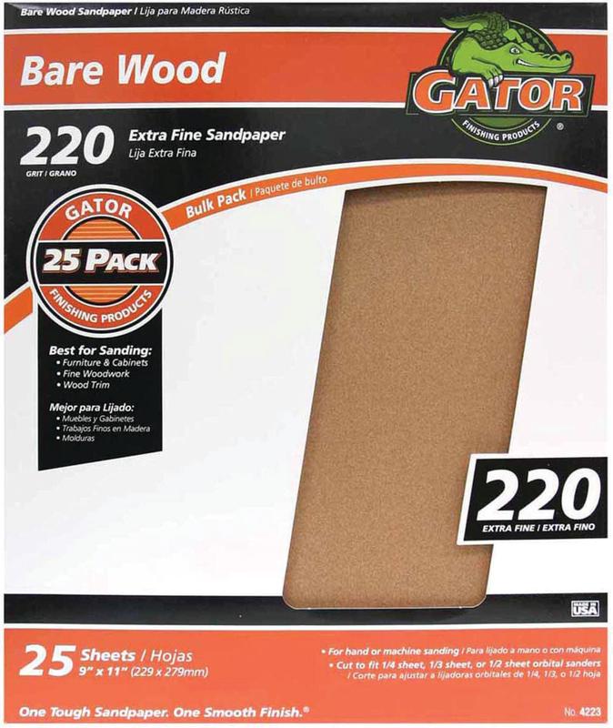 Gator 11 in. L X 9 in. W 220 Grit Aluminum Oxide Sandpaper (Pack of 25)